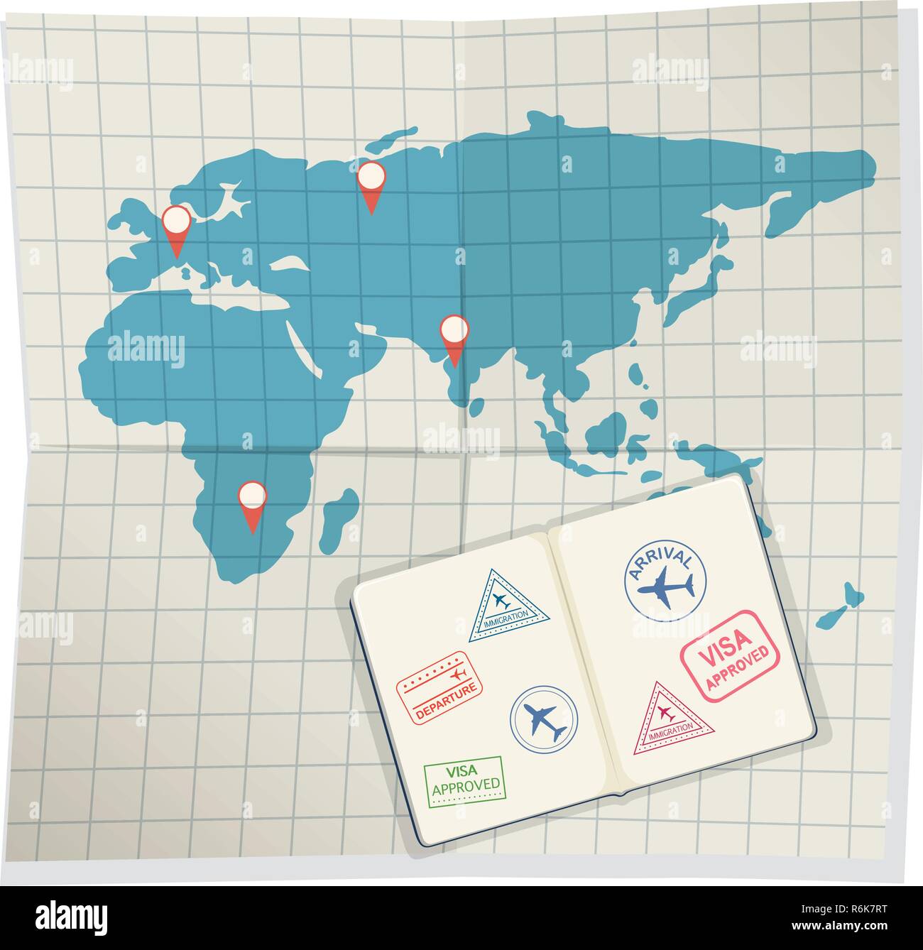 Set of passports and boarding pass illustration Stock Vector Image ...
