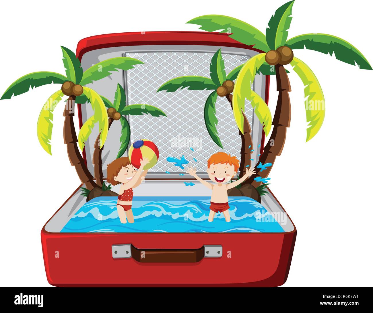 Beach summer holiday in suitcase illustration Stock Vector Image & Art ...