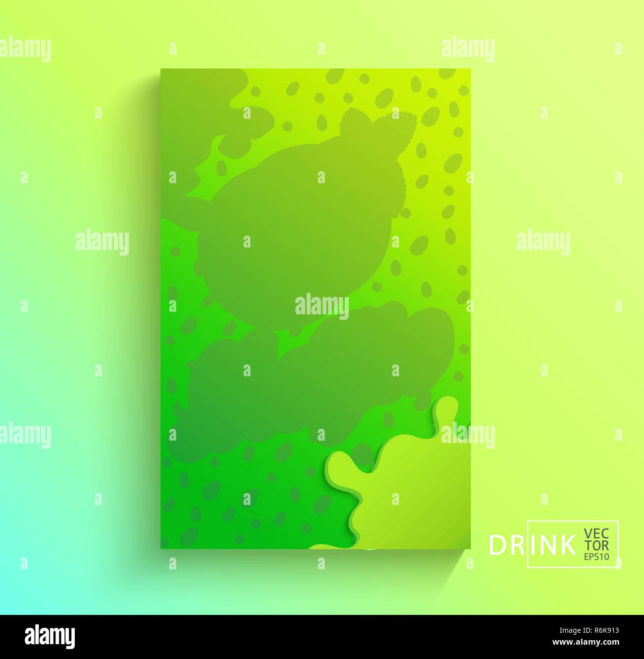 Fresh mojito banner, lime juice with drops from condensation, splashing and fruit slice on hot summer background for brand,logo, template,label,emblem,store,packaging,advertising.Vector illustration Stock Vector