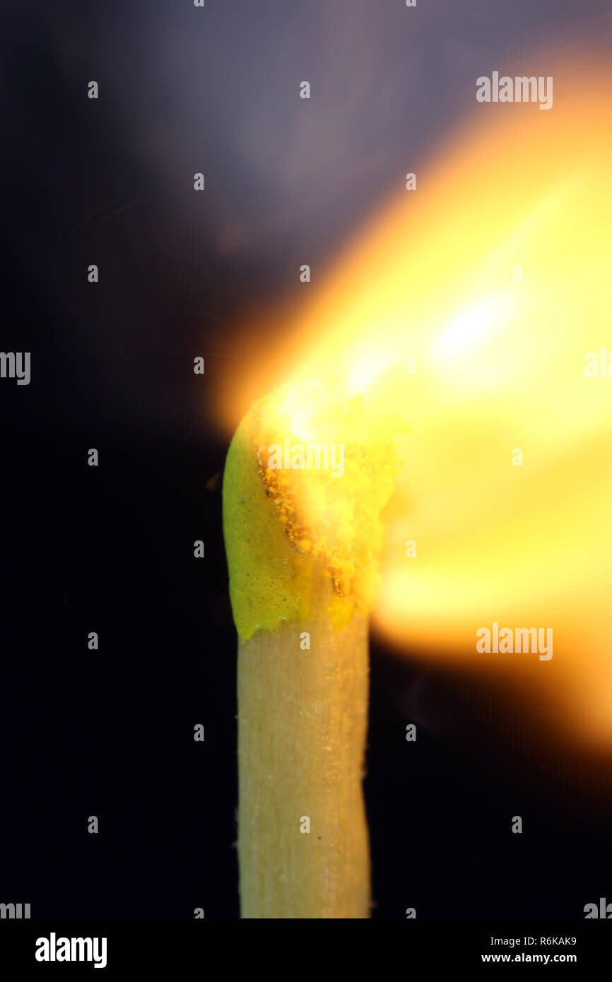 Closeup Burning Match Stock Photo Alamy