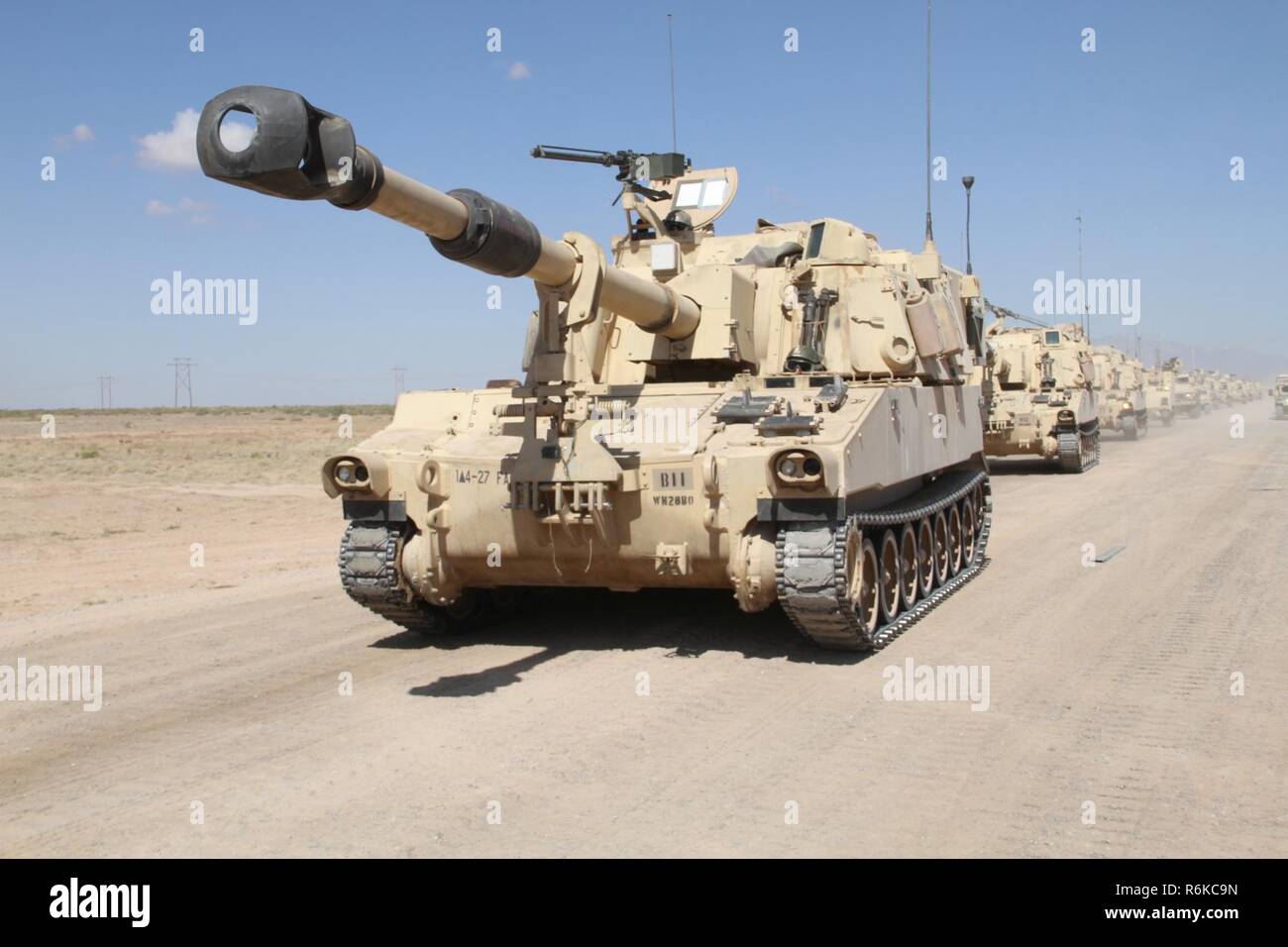 Vehicles from 4th Battalion, 27th Field Artillery Regiment, 1st Armored