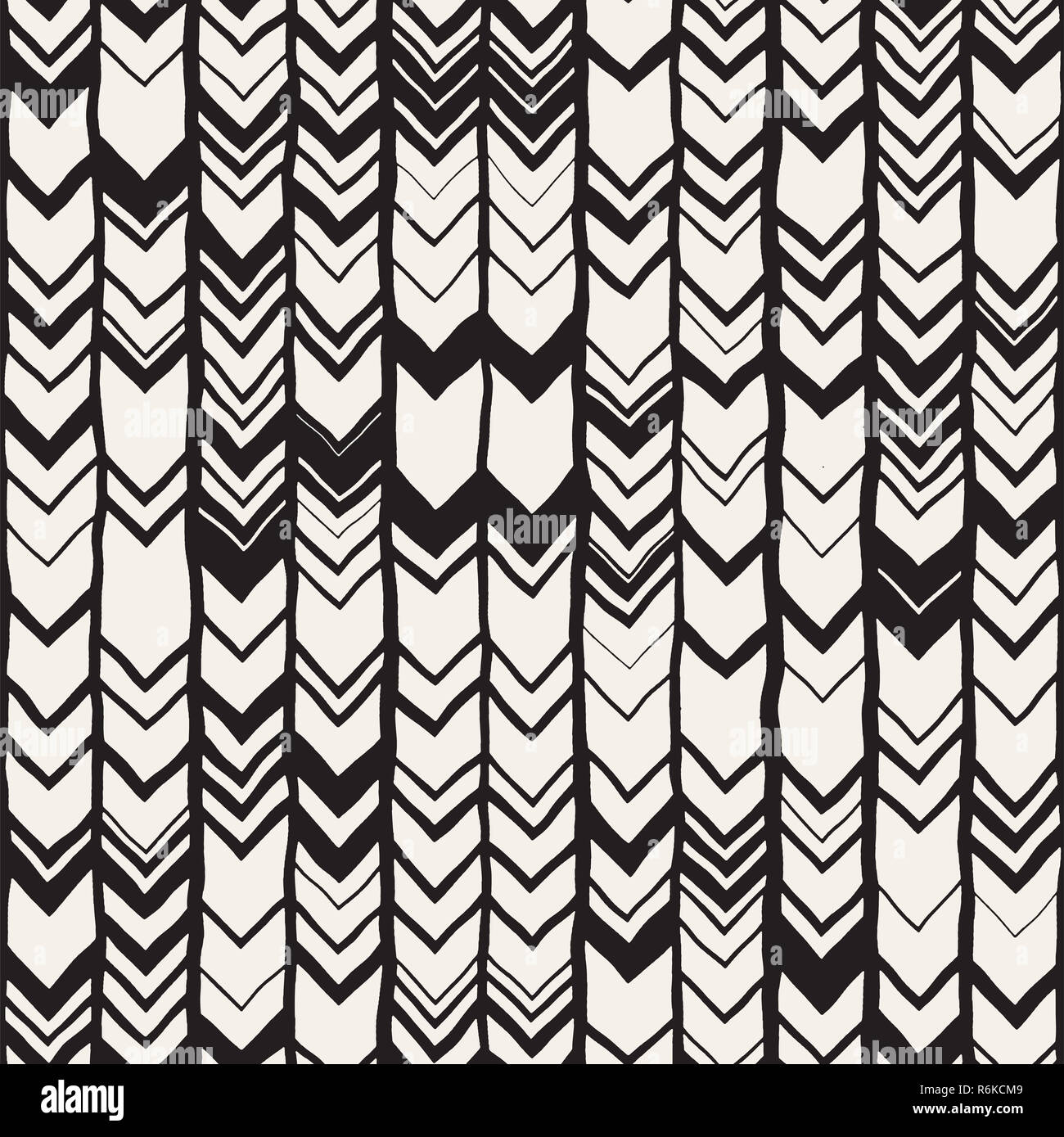 Vector seamless freehand pattern. Doodle monochrome print hand drawn ...