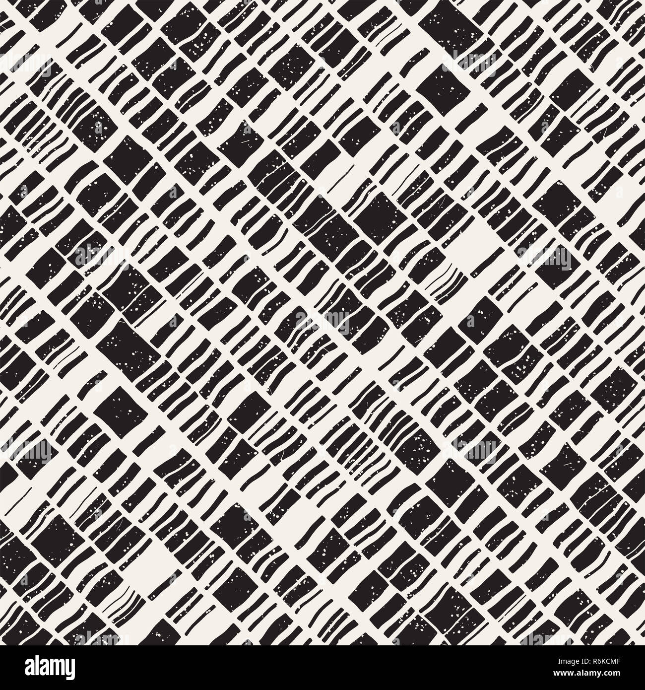Vector seamless freehand pattern. Doodle monochrome print hand drawn ...