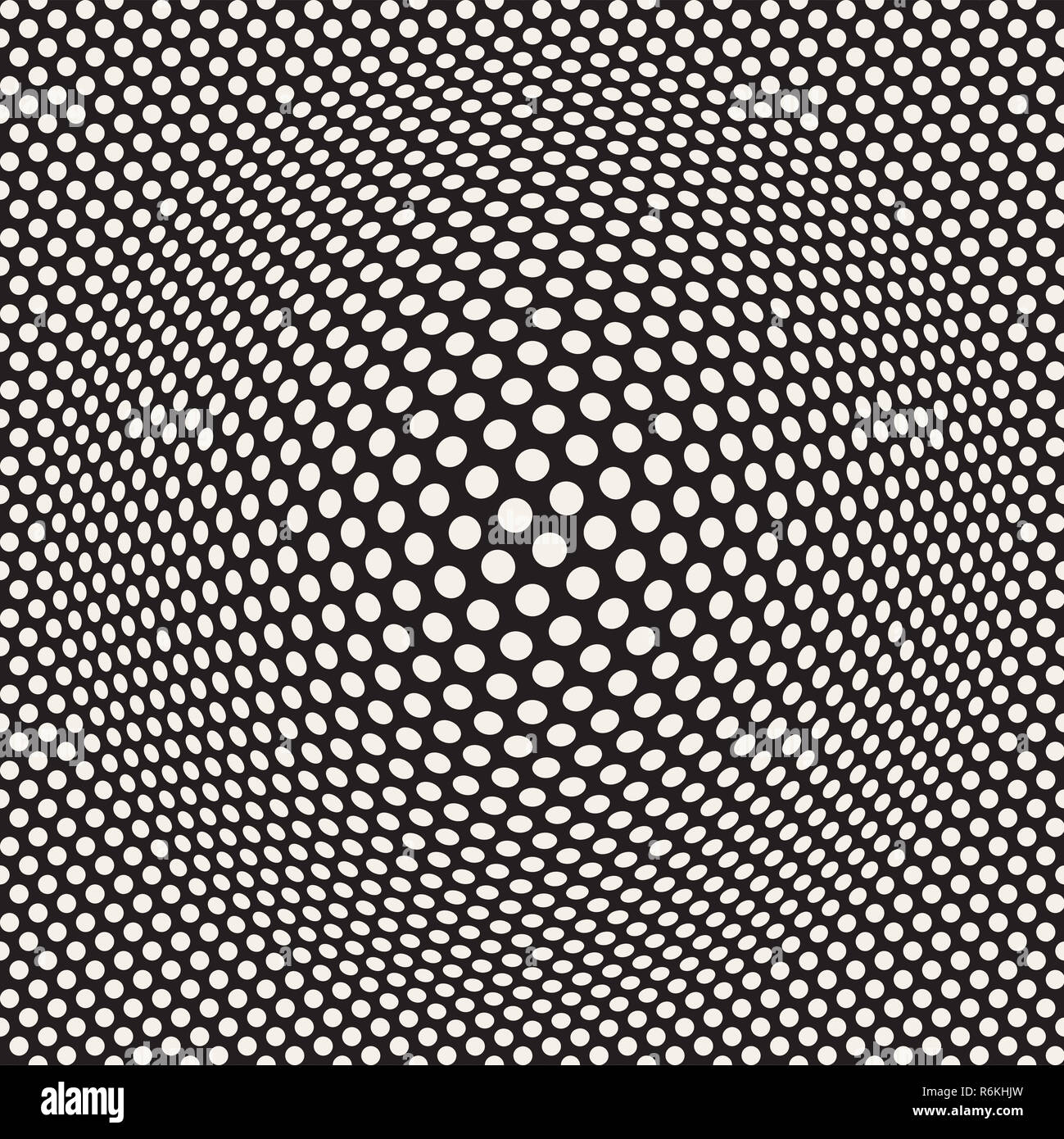 Halftone bloat effect optical illusion. Abstract geometric background design. Vector seamless retro pattern. Stock Photo