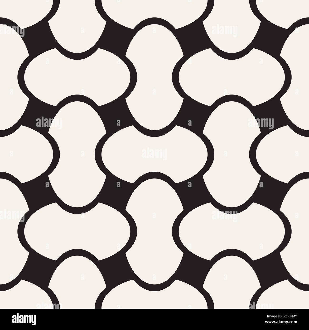 Seamless Curvy Geometric Abstract Pattern Vector on Black