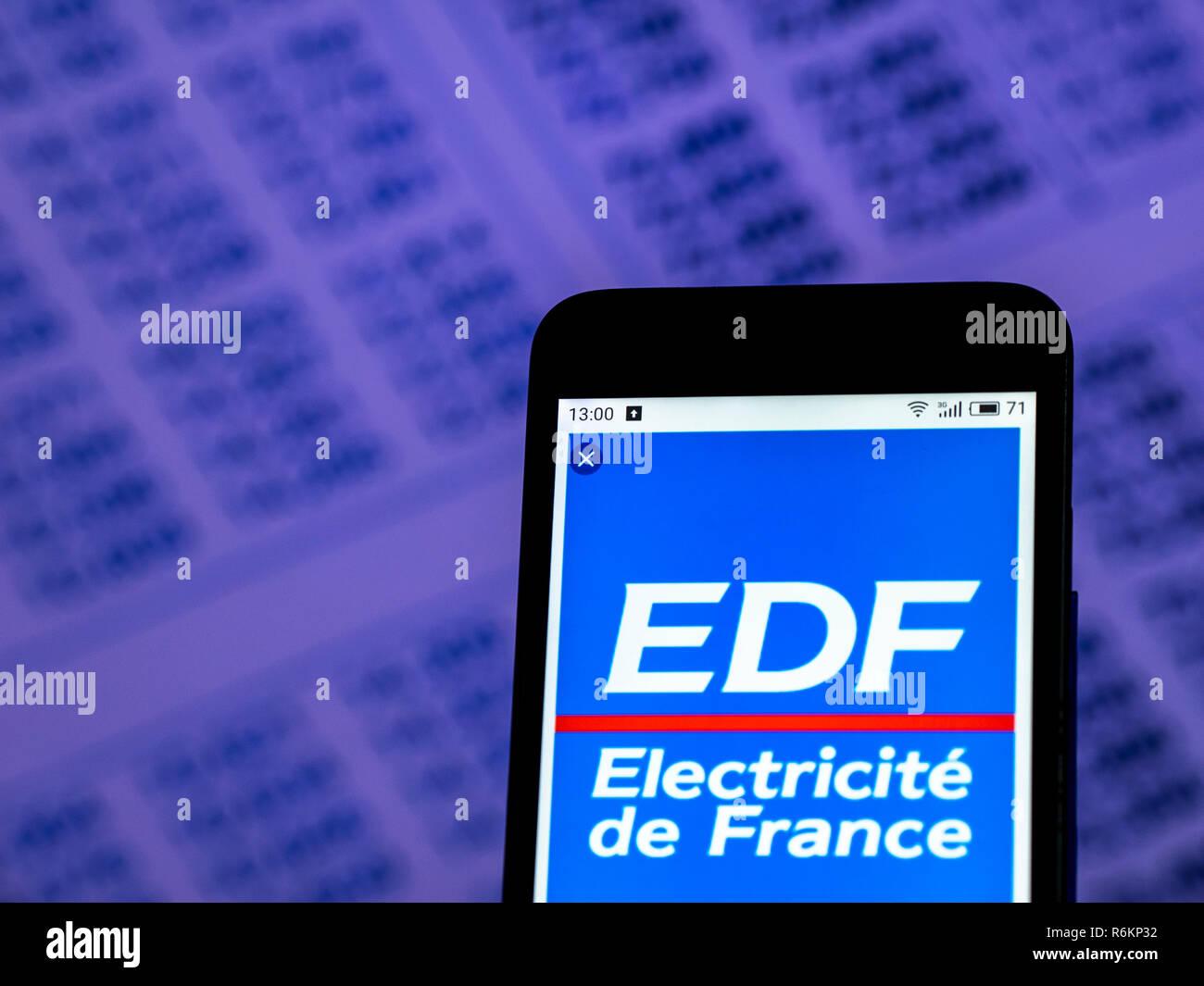 Electricity de France S.A. is a French electric utility company logo seen displayed on smart