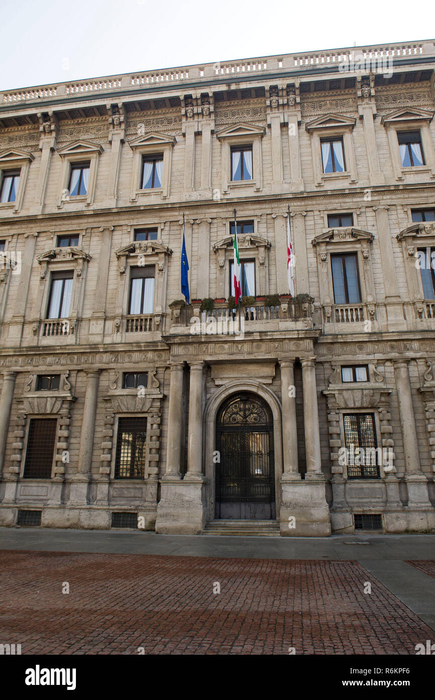 Italy, Milan, Palazzo Marino, Milan City Hall has the offices of the Mayor, the Deputy Mayor, the Presidency of the General Secretariat Board Stock Photo