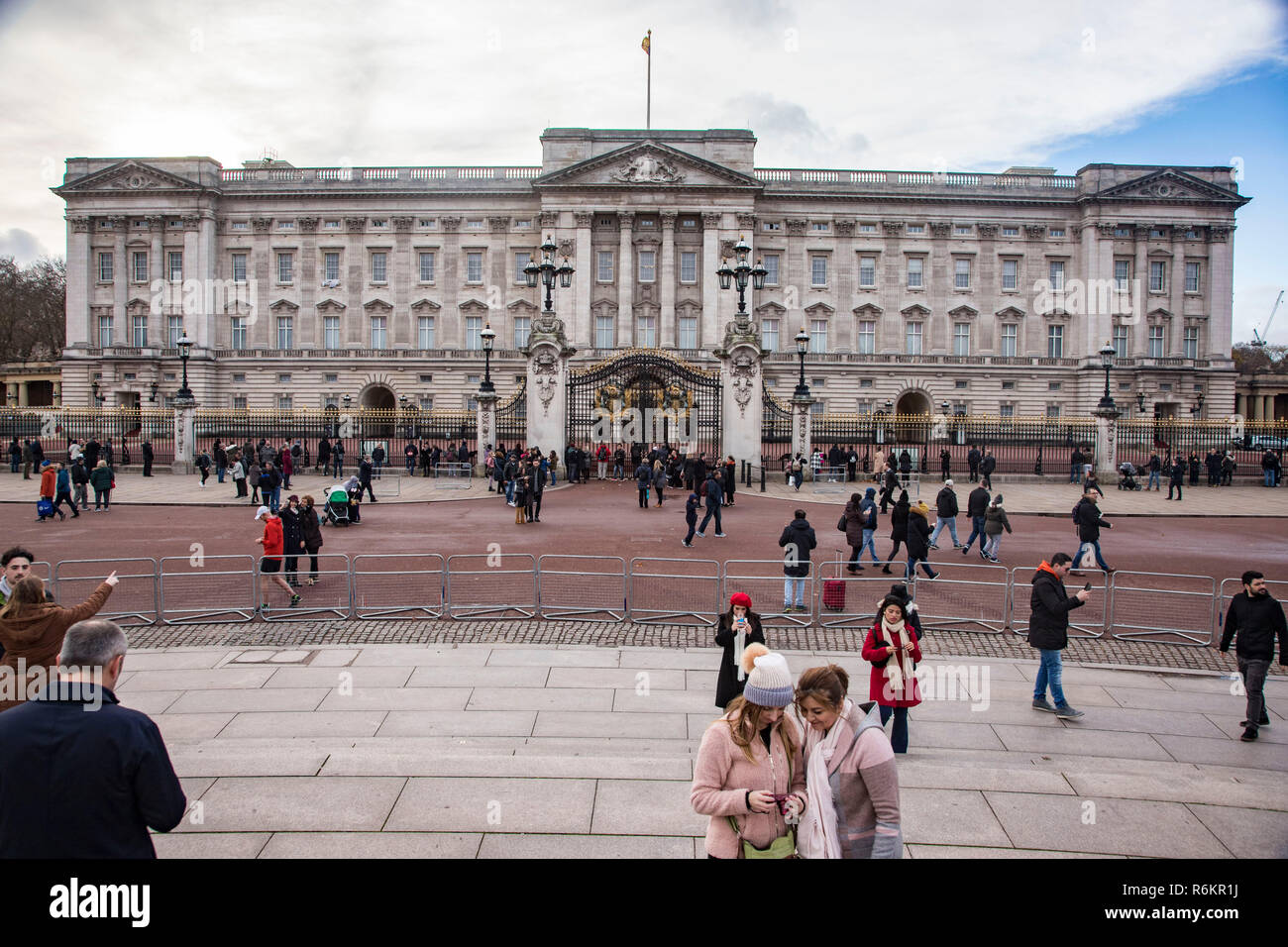 Buckingham Palace also known as Buckingham House, Home of the British Queen and State Rooms with the Victoria Memorial, located in the City of Westminster, London, England, UK. Stock Photo