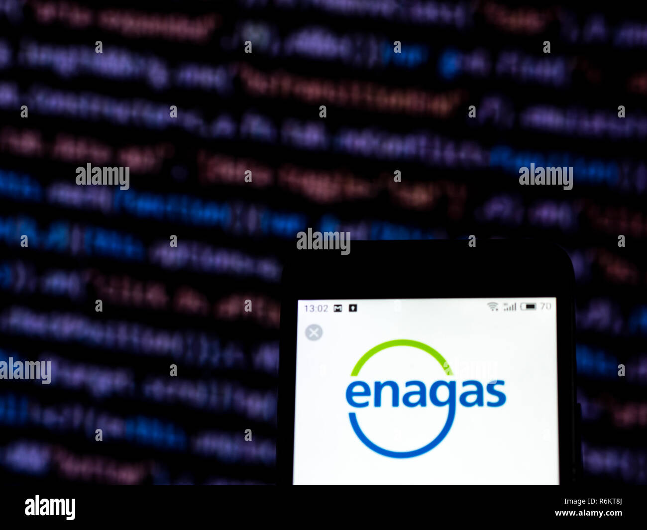 Enagas, S.A. is a Spanish energy company  logo seen displayed on smart phone. Stock Photo