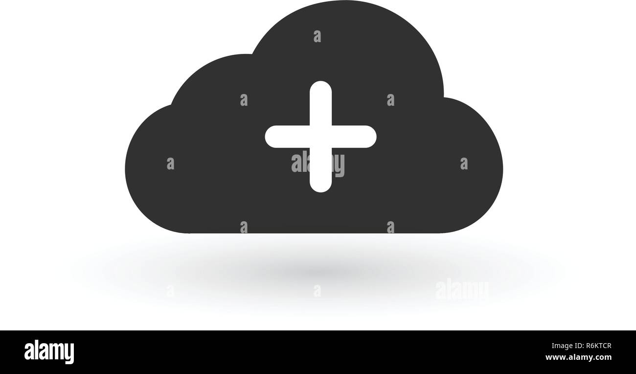 Add data cloud icon, plus sign. vector illustration isolated on white ...