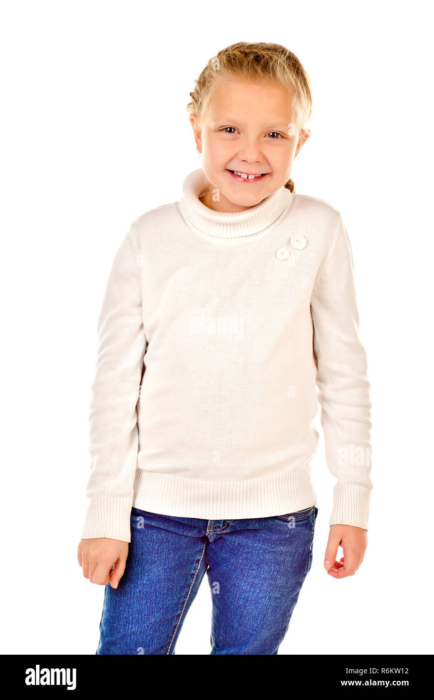little girl isolated on a white background Stock Photo - Alamy