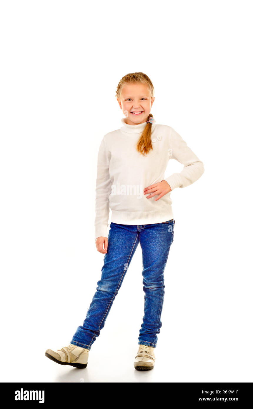 little girl isolated on a white background Stock Photo - Alamy