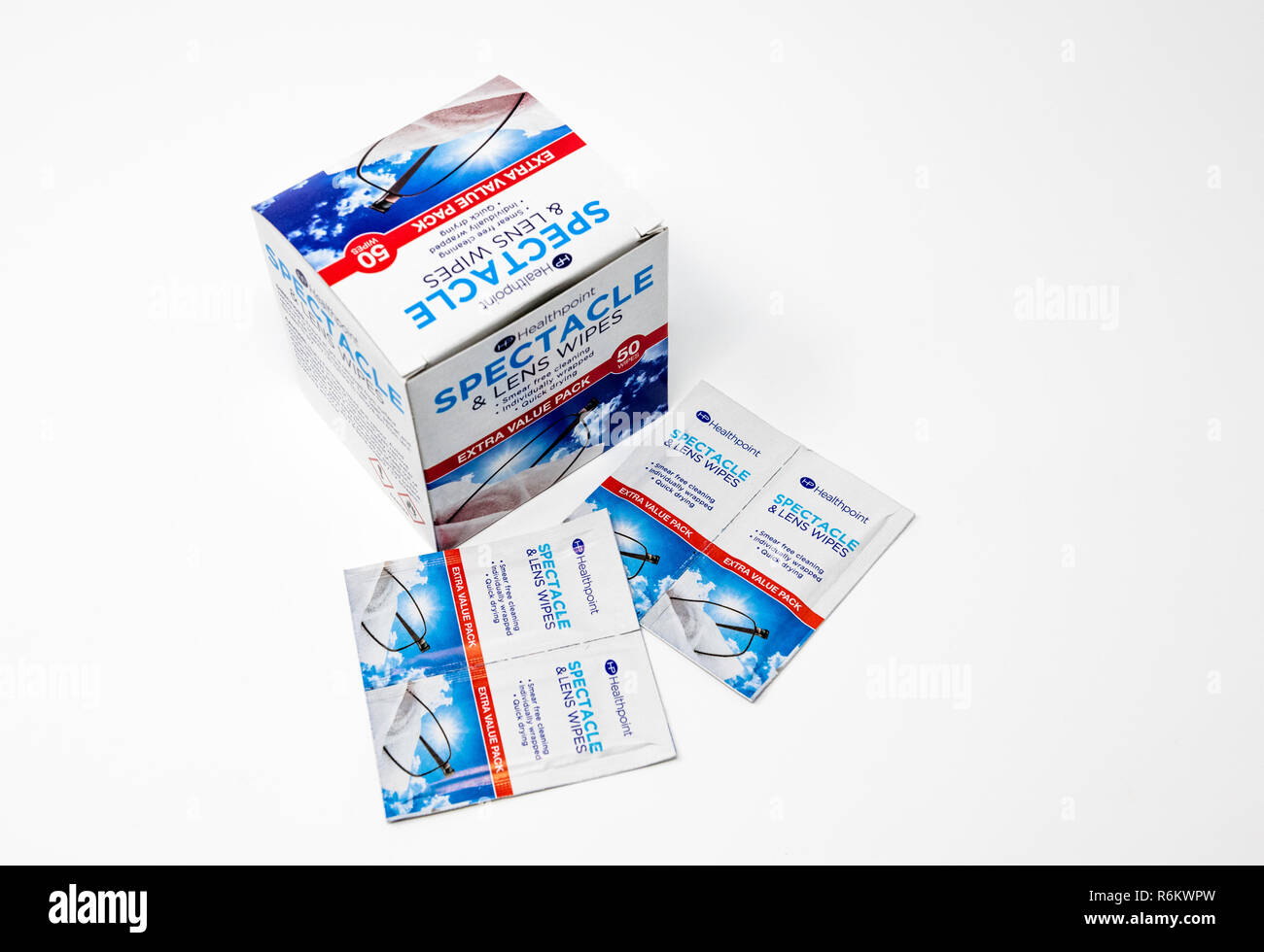 Healthpoint lens and spectacle wipes. Stock Photo