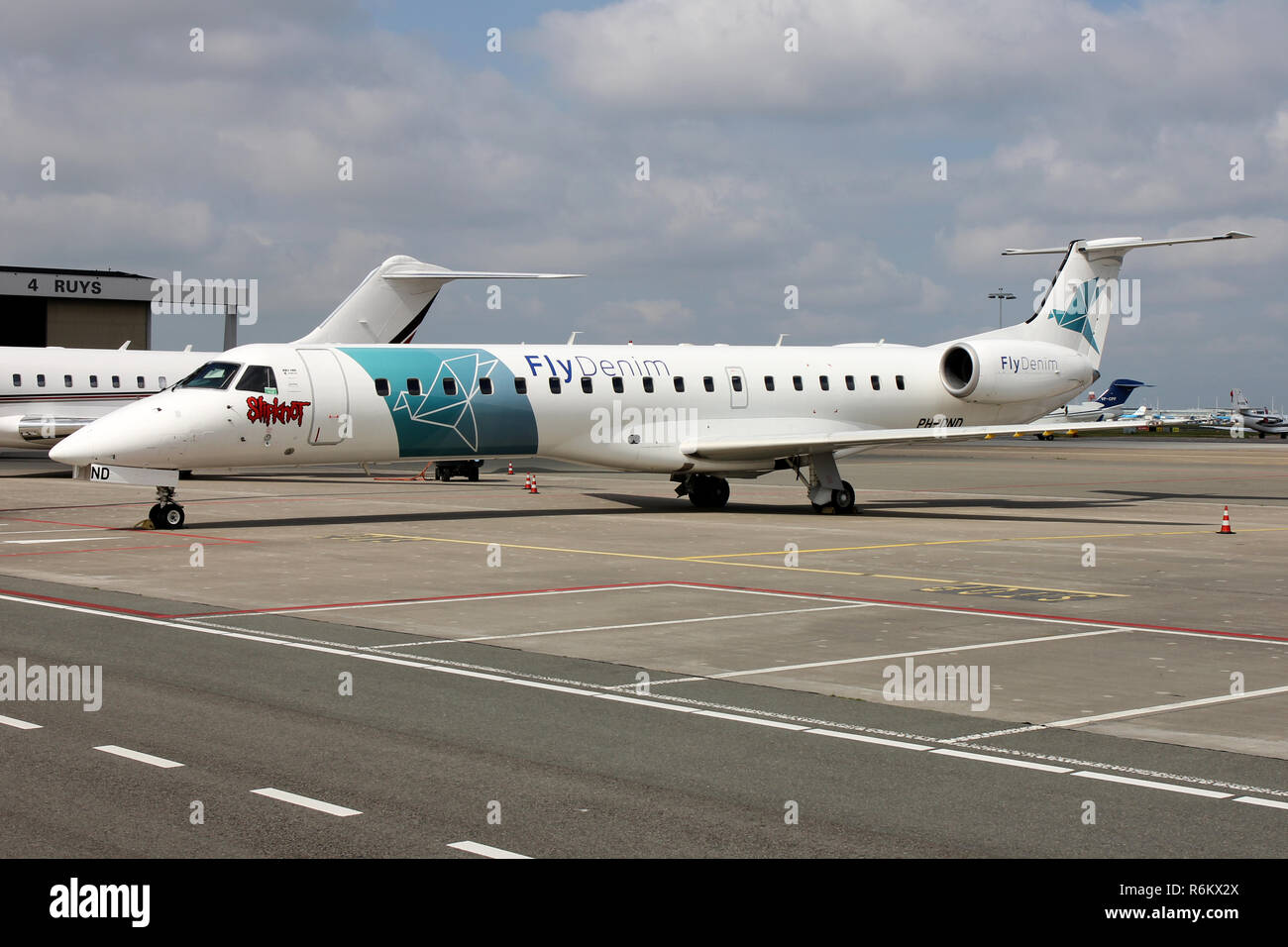 Dutch Denim Air Embraer ERJ-145 with registration PH-DND on the ramp of  Amsterdam Airport Schiphol Stock Photo - Alamy