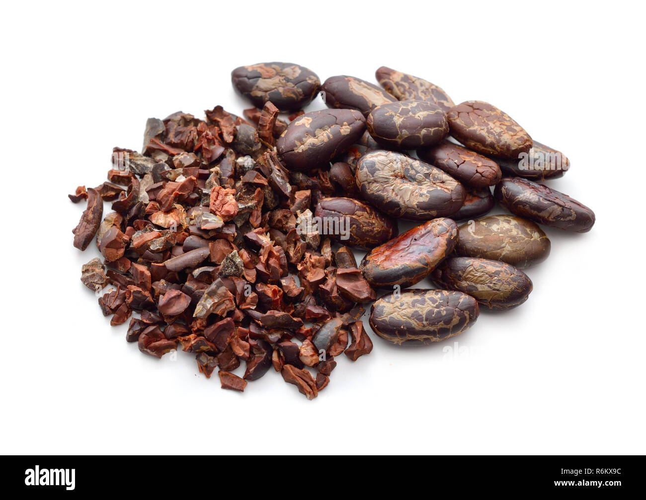 Cocoa Beans with nibs. Isolated Stock Photo Alamy