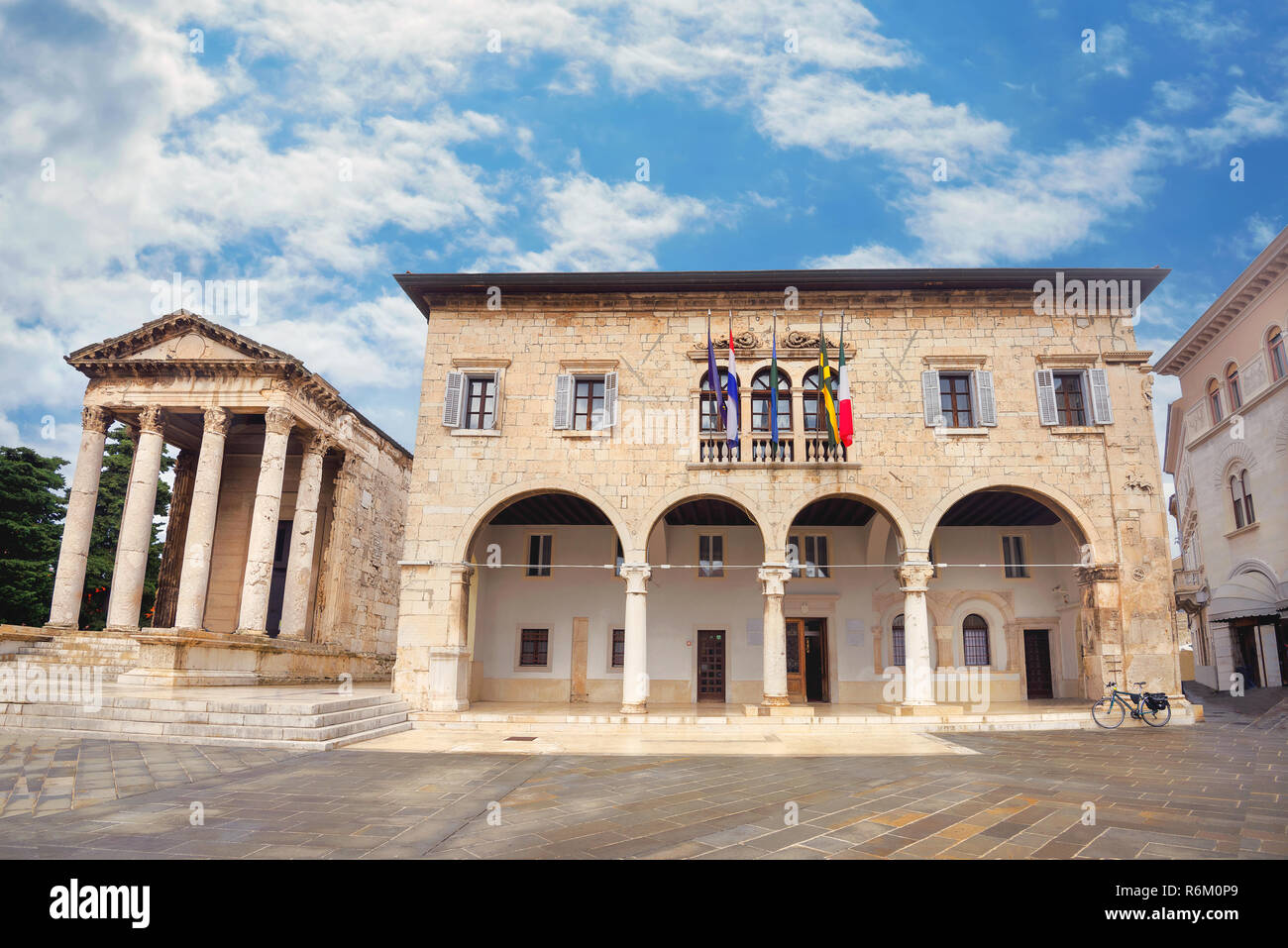 Ancient roman Temple of Augustus and Communal Palace, town hall in Pula ...