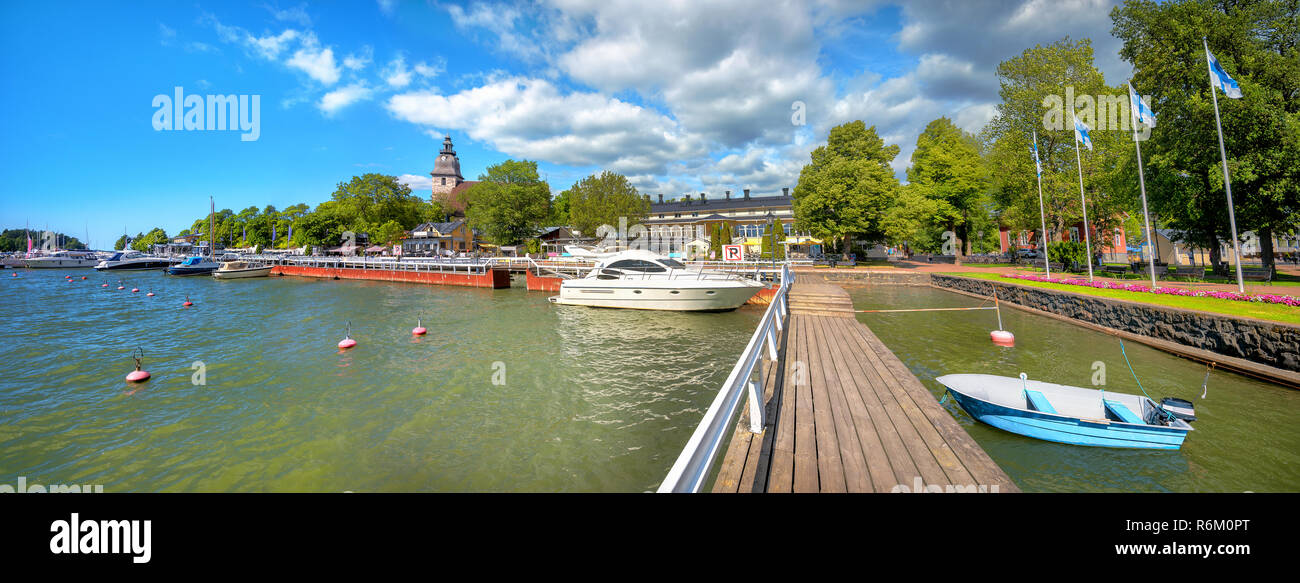 Naantali Panoramic view of marina and waterfront at small resort town Naantali ...
