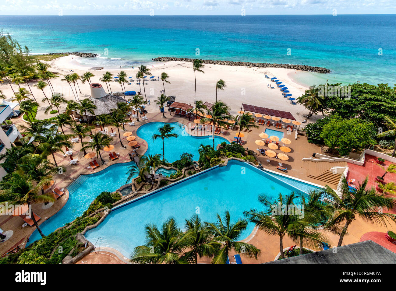 The pools at the Hilton Barbados in the Lesser Antilles, Caribbean