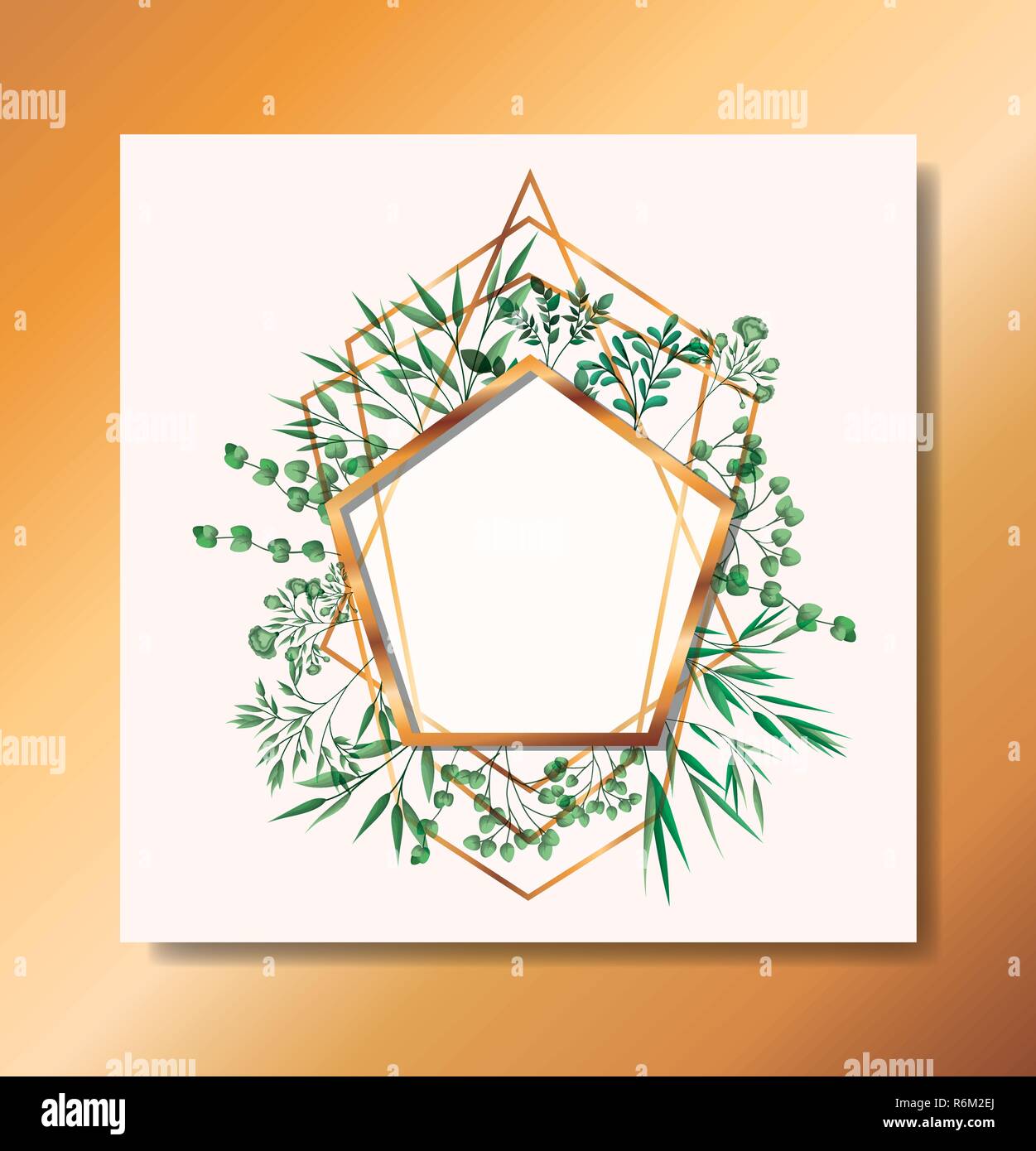 golden frame and leafs wreath Stock Vector Image & Art - Alamy