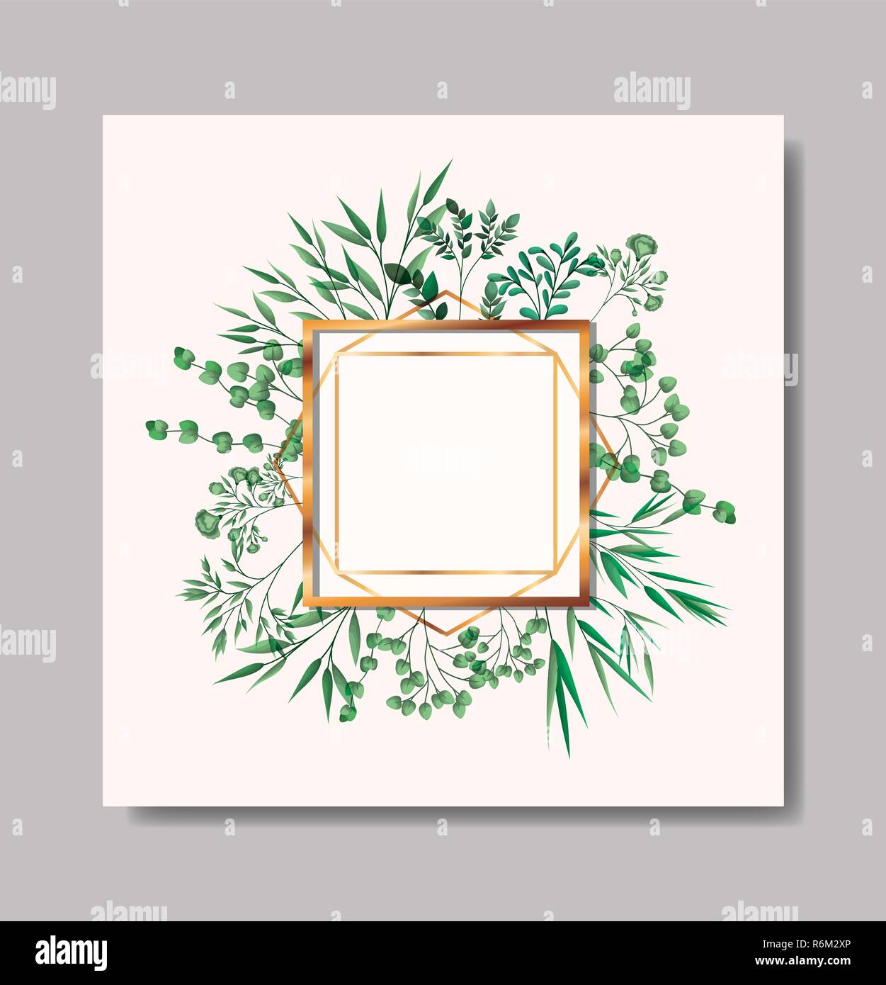golden frame and leafs wreath Stock Vector Image & Art - Alamy