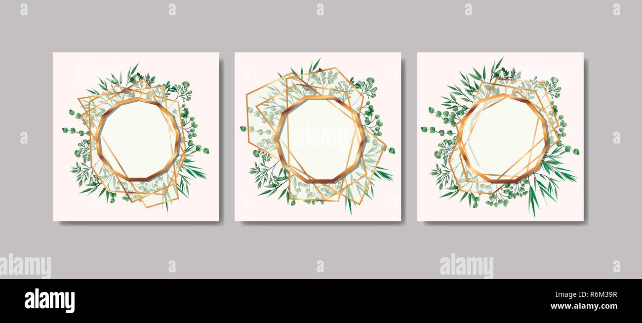 set of golden frames and leafs wreath Stock Vector Image & Art - Alamy