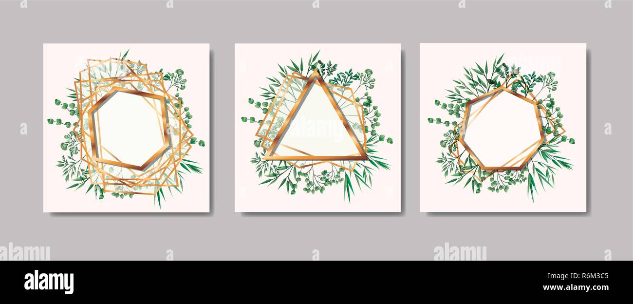 set of golden frames and leafs wreath Stock Vector Image & Art - Alamy