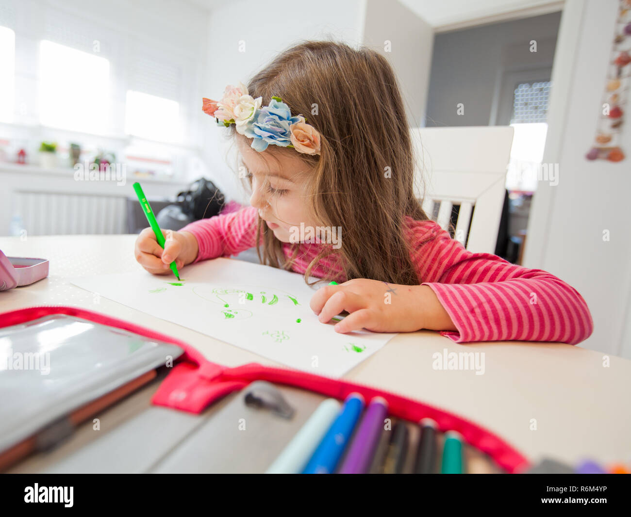 Creative Preschool Child Drawing Stock Photo