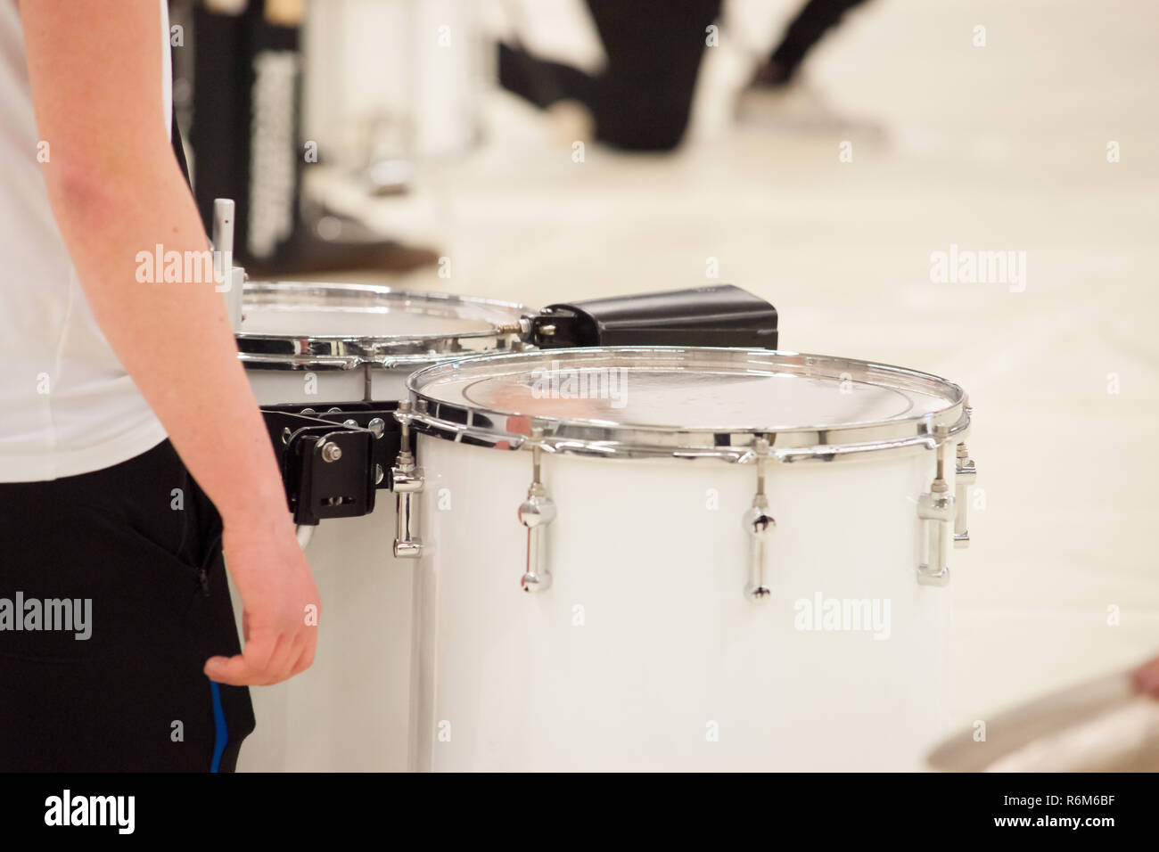 Percussion instrument with different quint tuned drums that are used in