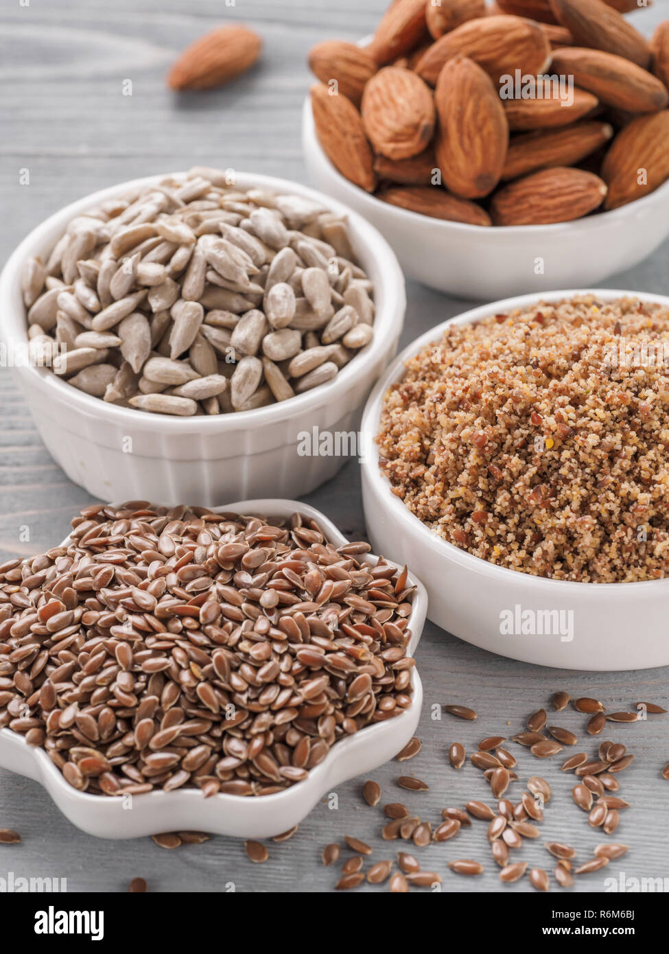 LSA mix, Linseed, Sunflower seeds, Almonds Stock Photo