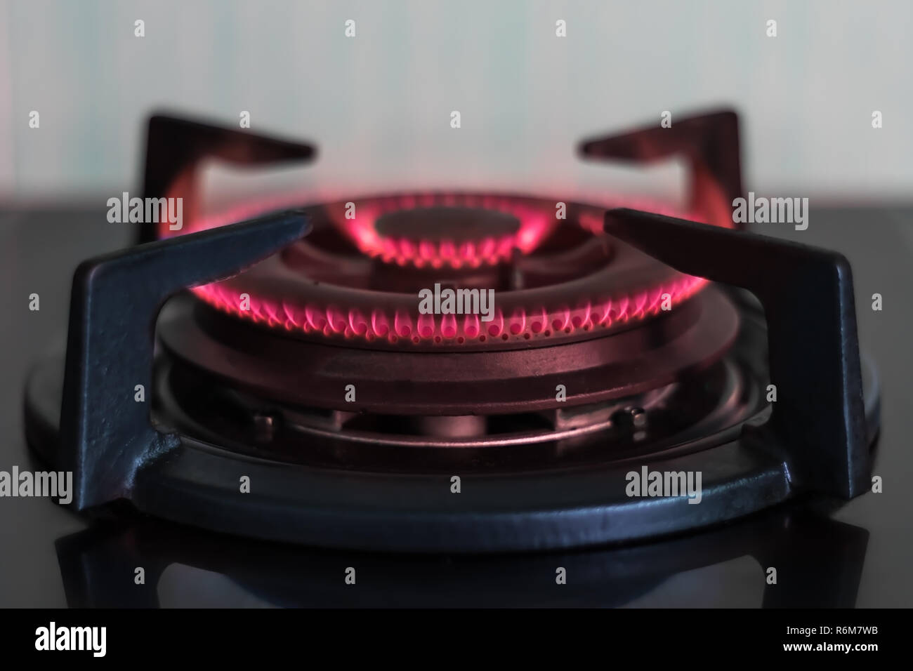 Gas stove burners in the kitchen Stock Photo