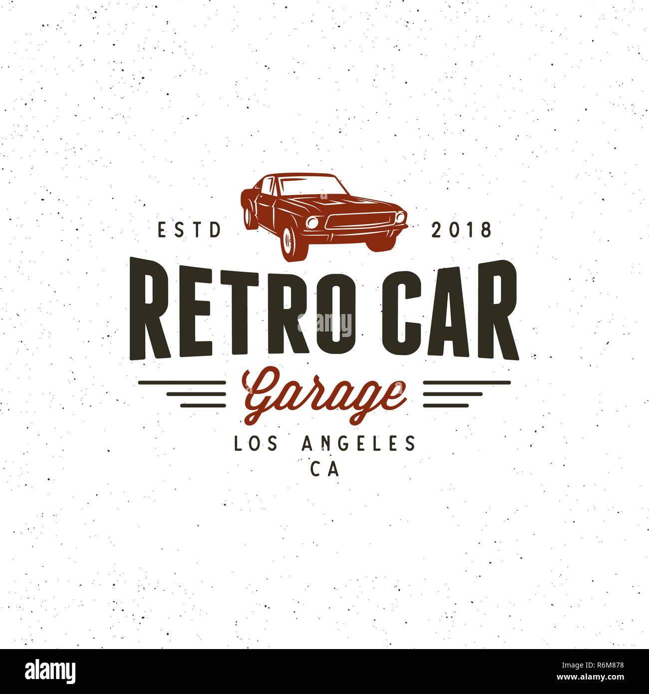 vintage muscle car garage logo. vector illustration Stock Photo - Alamy