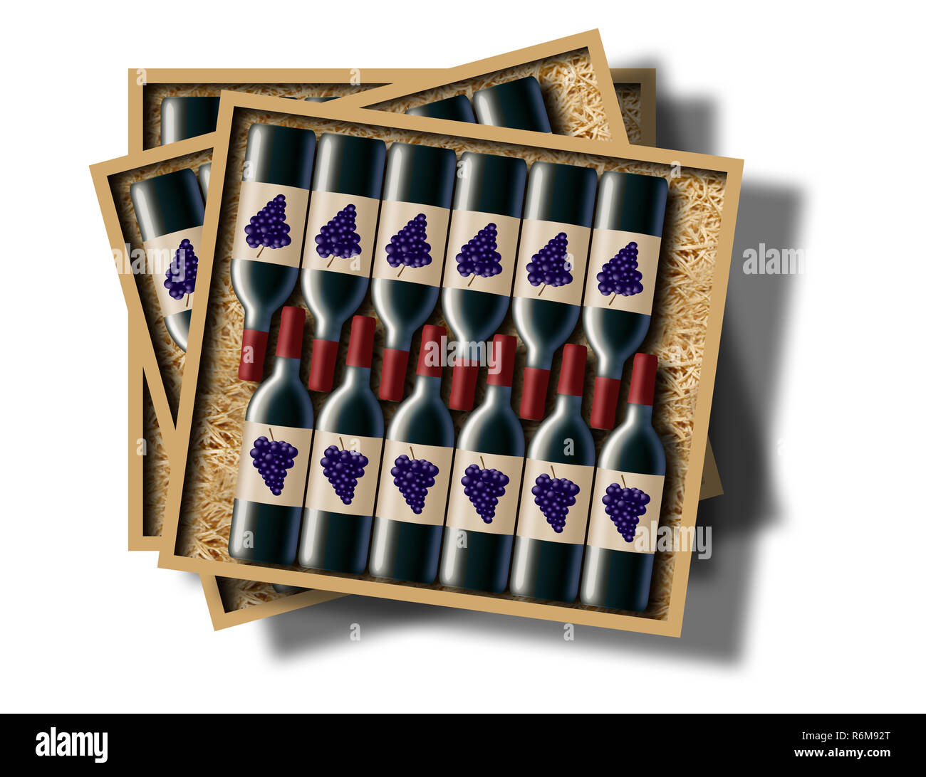 A case of 12 bottles of red wine is shown in this image. This is an