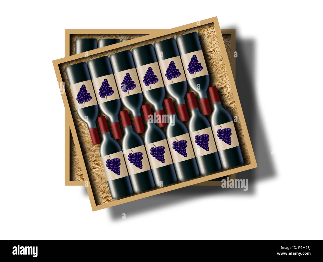 A case of 12 bottles of red wine is shown in this image. This is an