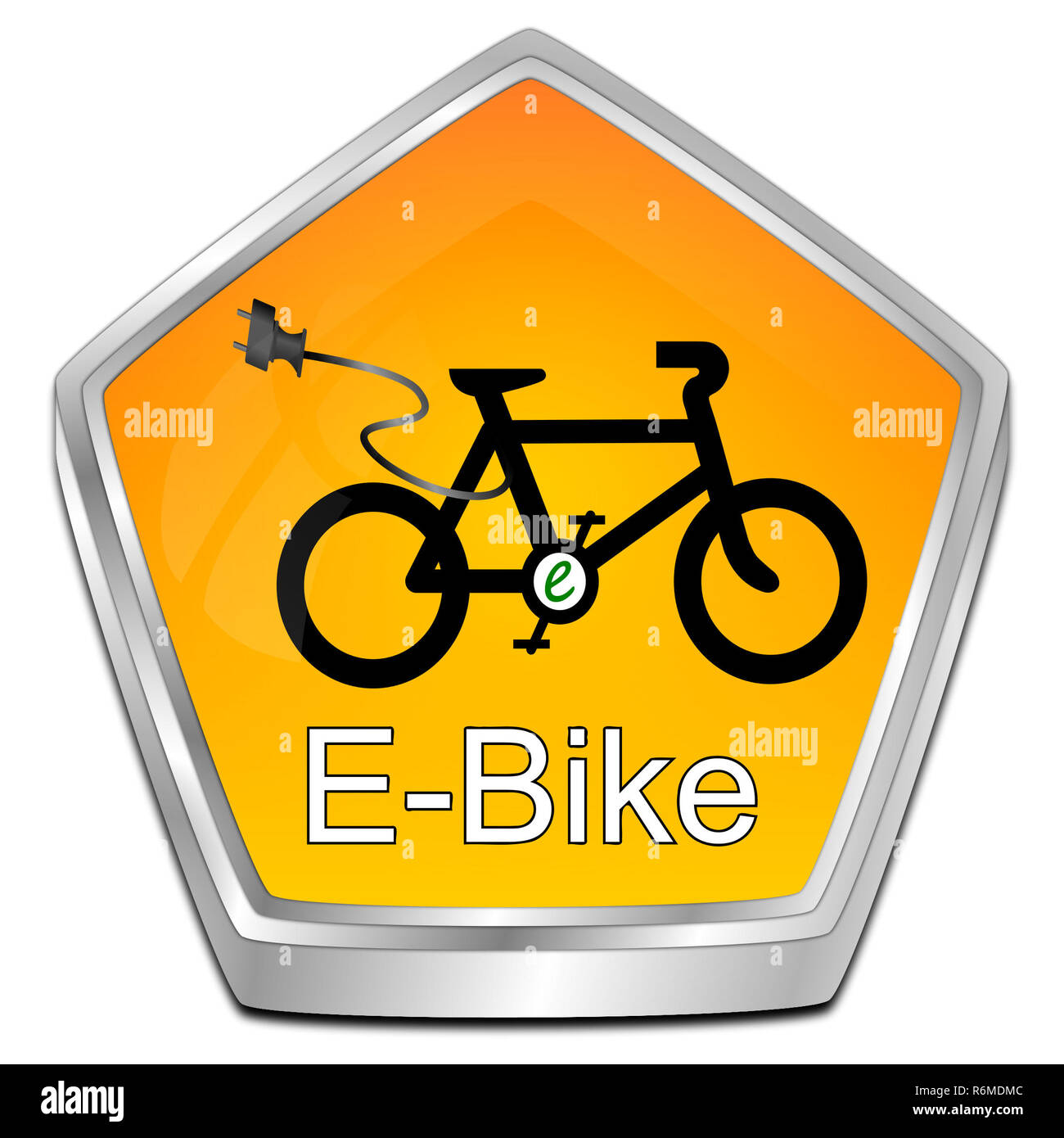orange E-Bike Button - 3D illustration Stock Photo