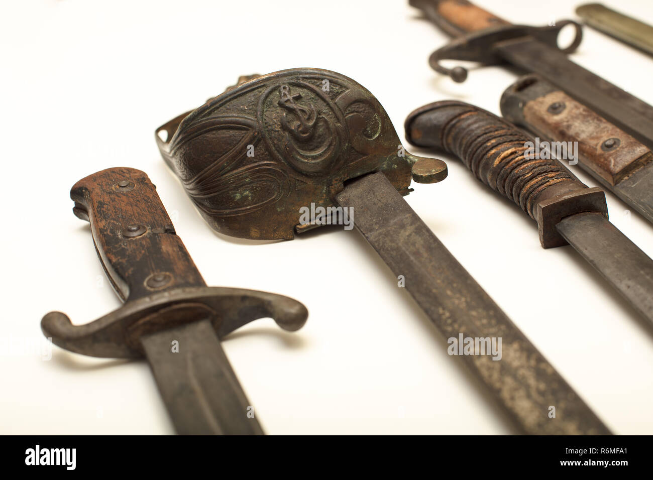 Types of melee weapon on white background Stock Photo Alamy