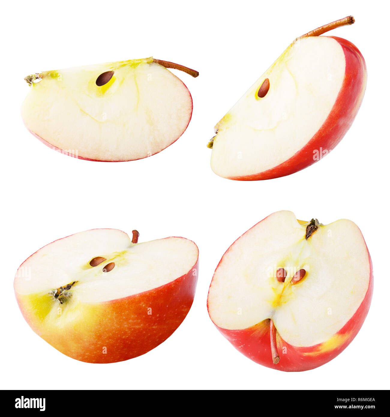 Set of freshly slices apples isolated on white Stock Photo - Alamy
