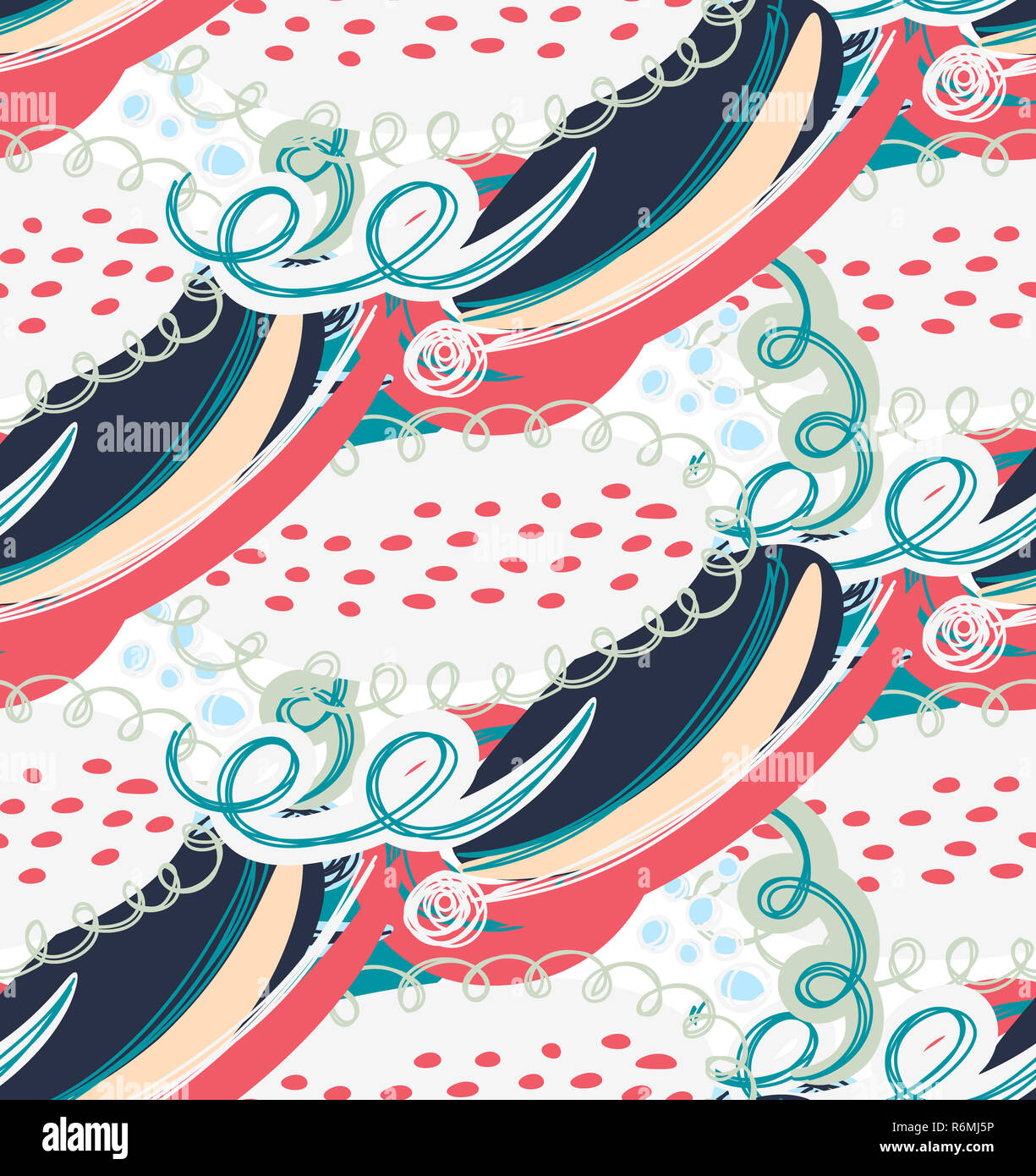 Vector seamless pattern with hand drawn abstract shapes, scribbles ...