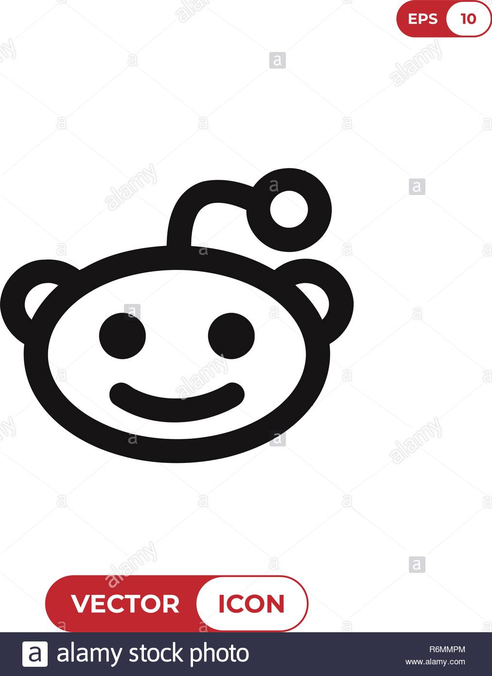 Reddit Alien Head Logo Vector Icon Stock Vector Art Illustration
