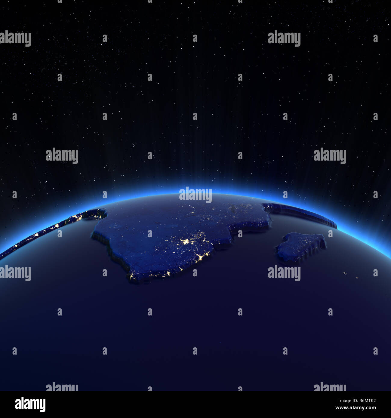 Africa city lights at night 3d rendering Stock Photo - Alamy