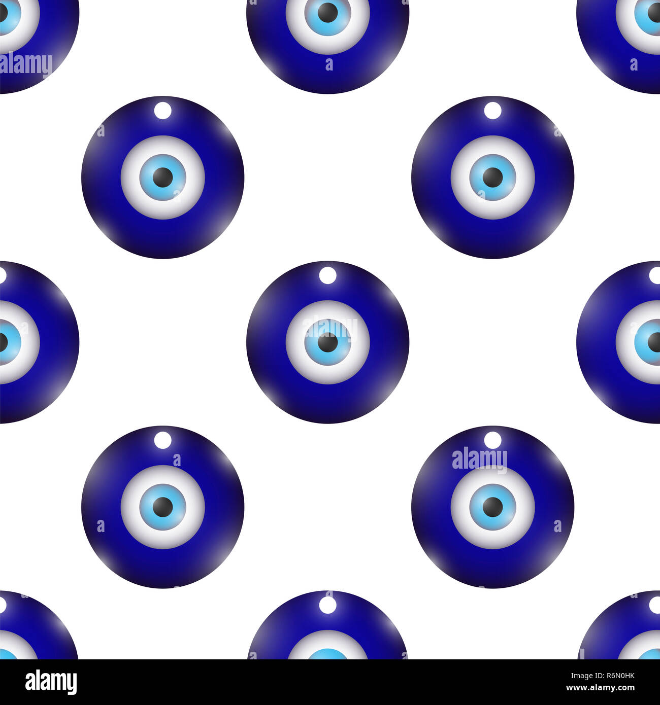 Glass Evil Eye Symbol Seamless Pattern on White Background. Turkish  Traditional Amulet. Blue Magic Souvenir Stock Photo - Alamy