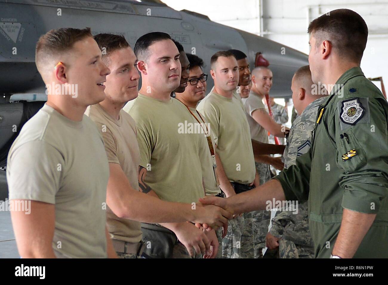 Base leadership congratulate U.S. Airmen assigned to the 20th Aircraft ...