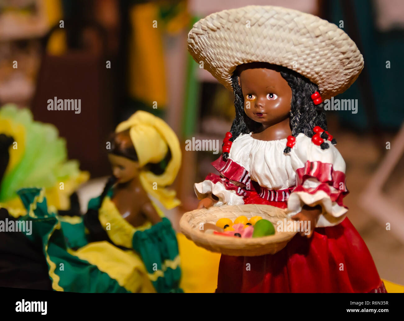 A Jamaican doll souvenir is displayed at the 34th annual Mobile International Festival, Nov. 17, 2018, in Mobile, Alabama. Stock Photo