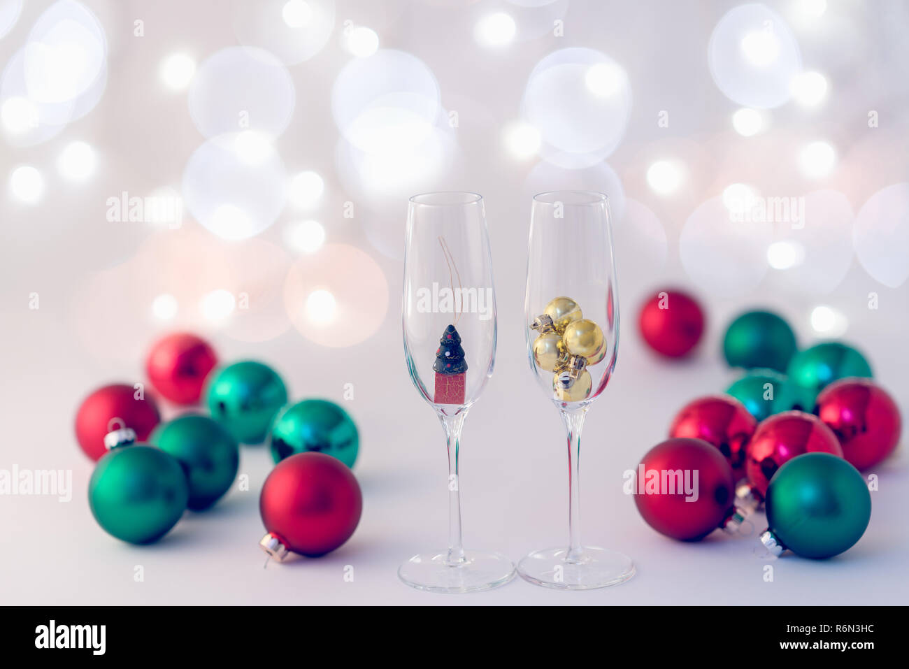 Christmas Decorations Christmas Glass Balls And Wine Glasses
