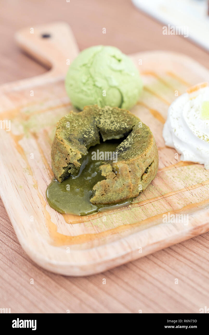green tea lava cake Stock Photo Alamy