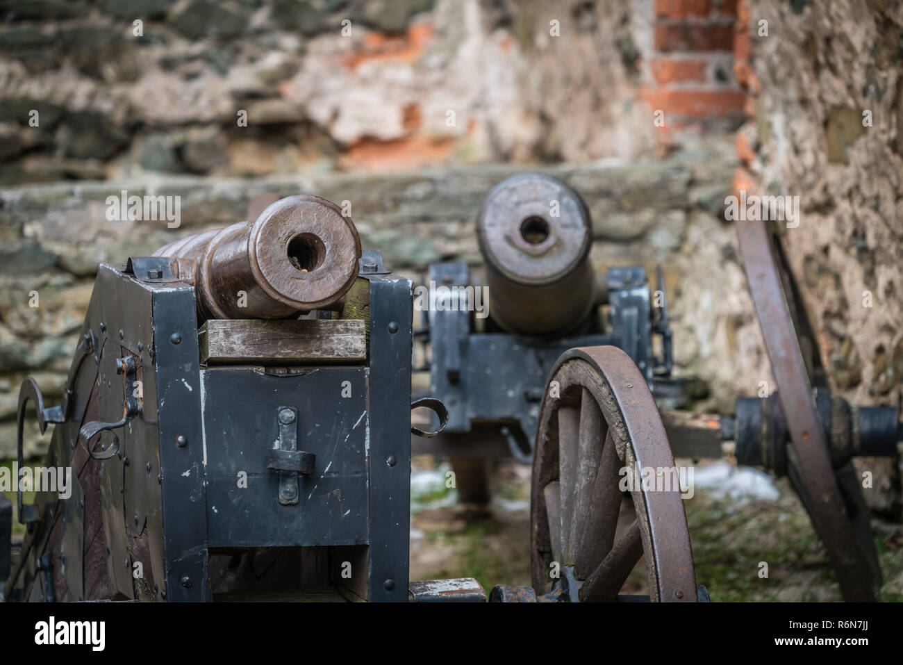 Old brass cannons Stock Photo Alamy