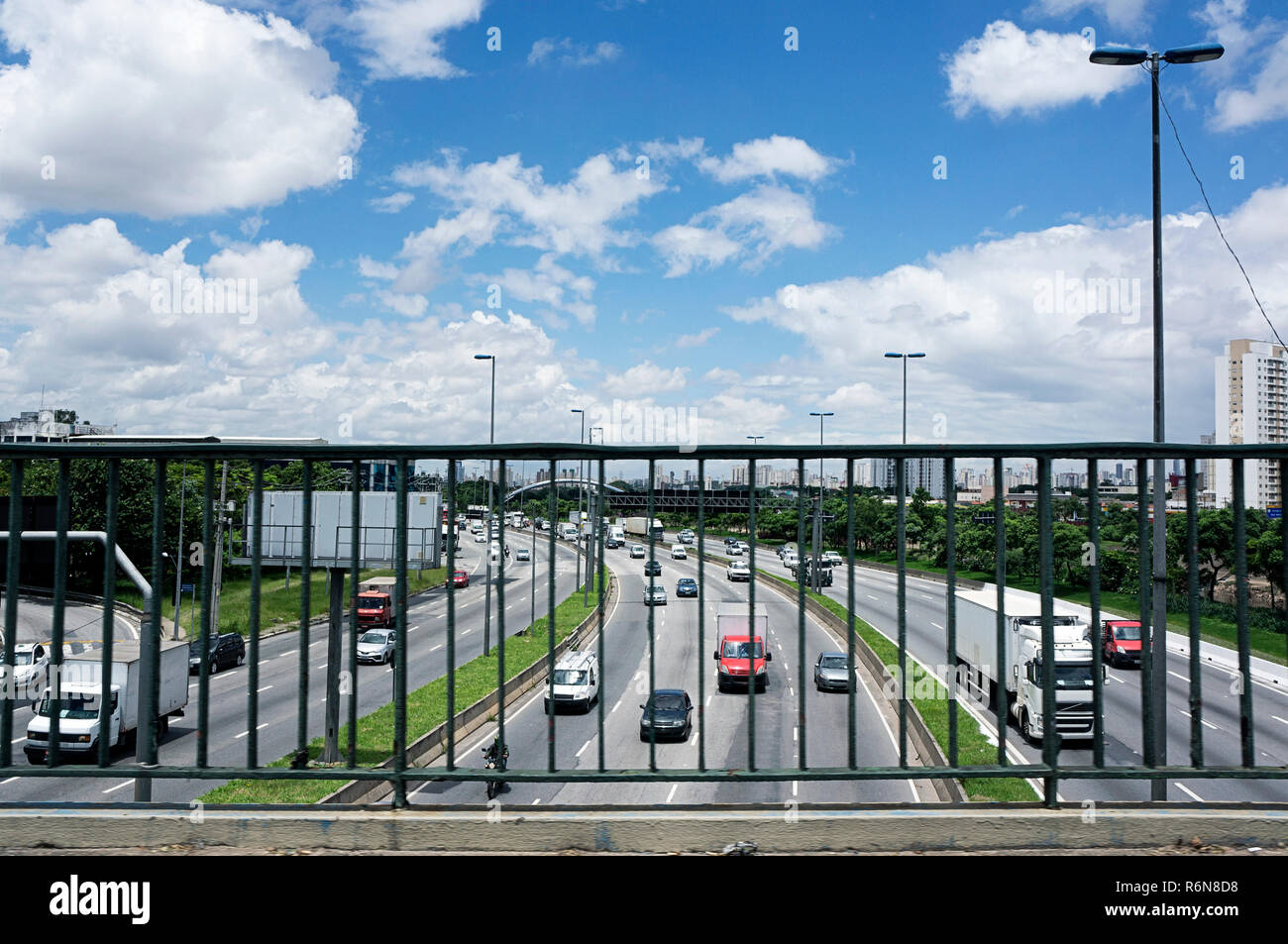 tiete marginal bridge gate   highway view Sao Paulo Brazil Stock Photo
