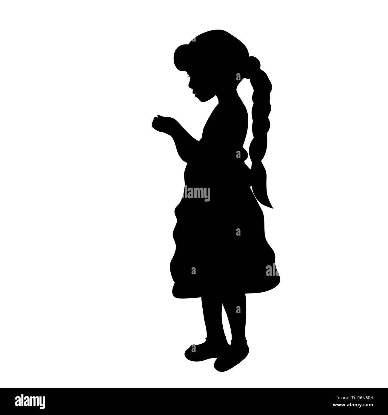 Silhouette Girl Holding In Hands Stock Photo Alamy