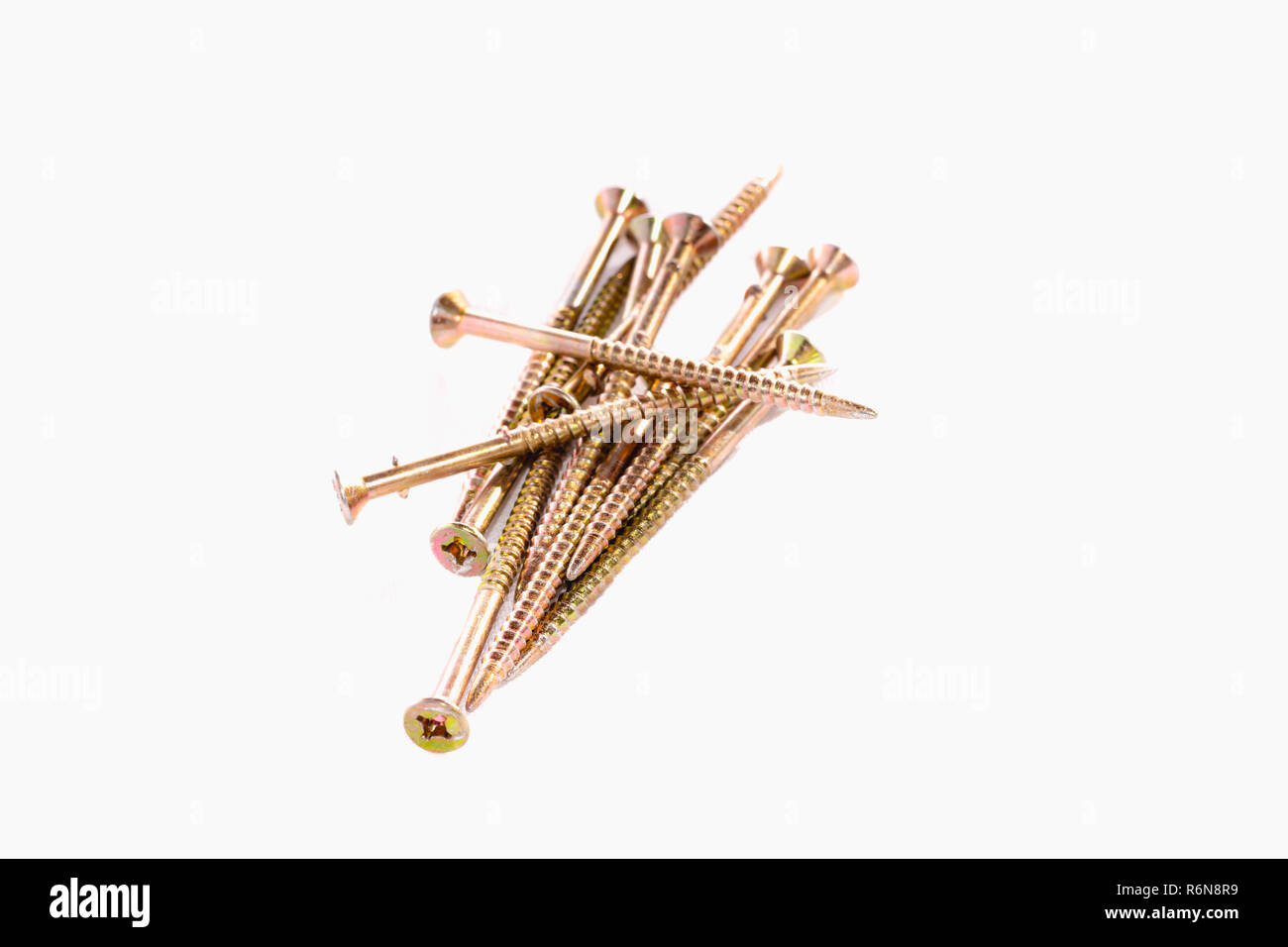 Bunch of yellow zinc coated philips screws Stock Photo Alamy