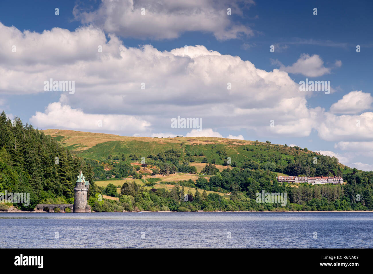 Victorian tower at Lake Vyrnwy reservoir in Powys, Wales Stock Photo