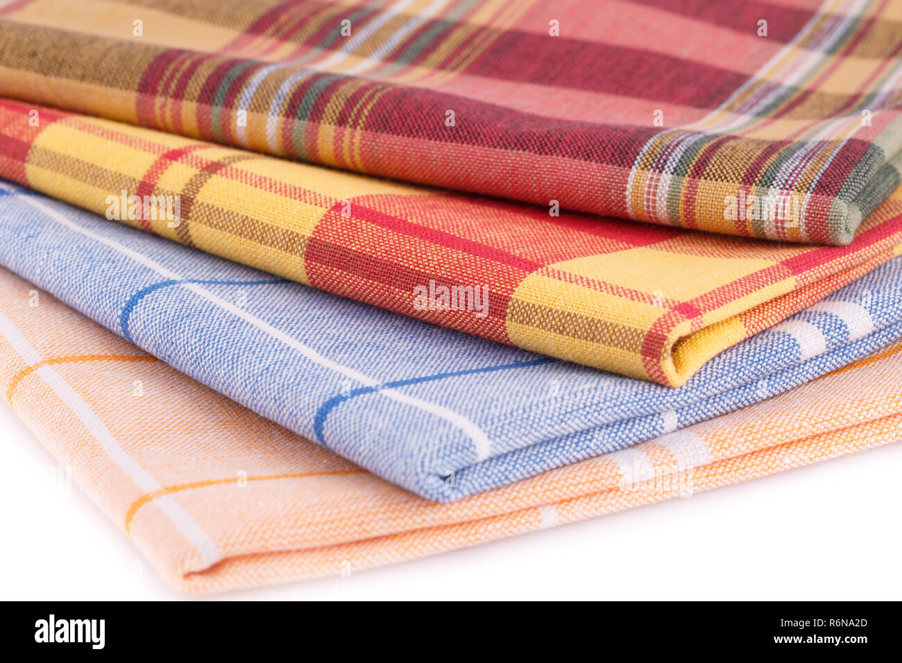 Stack of colorful kitchen towels closeup picture Stock Photo - Alamy